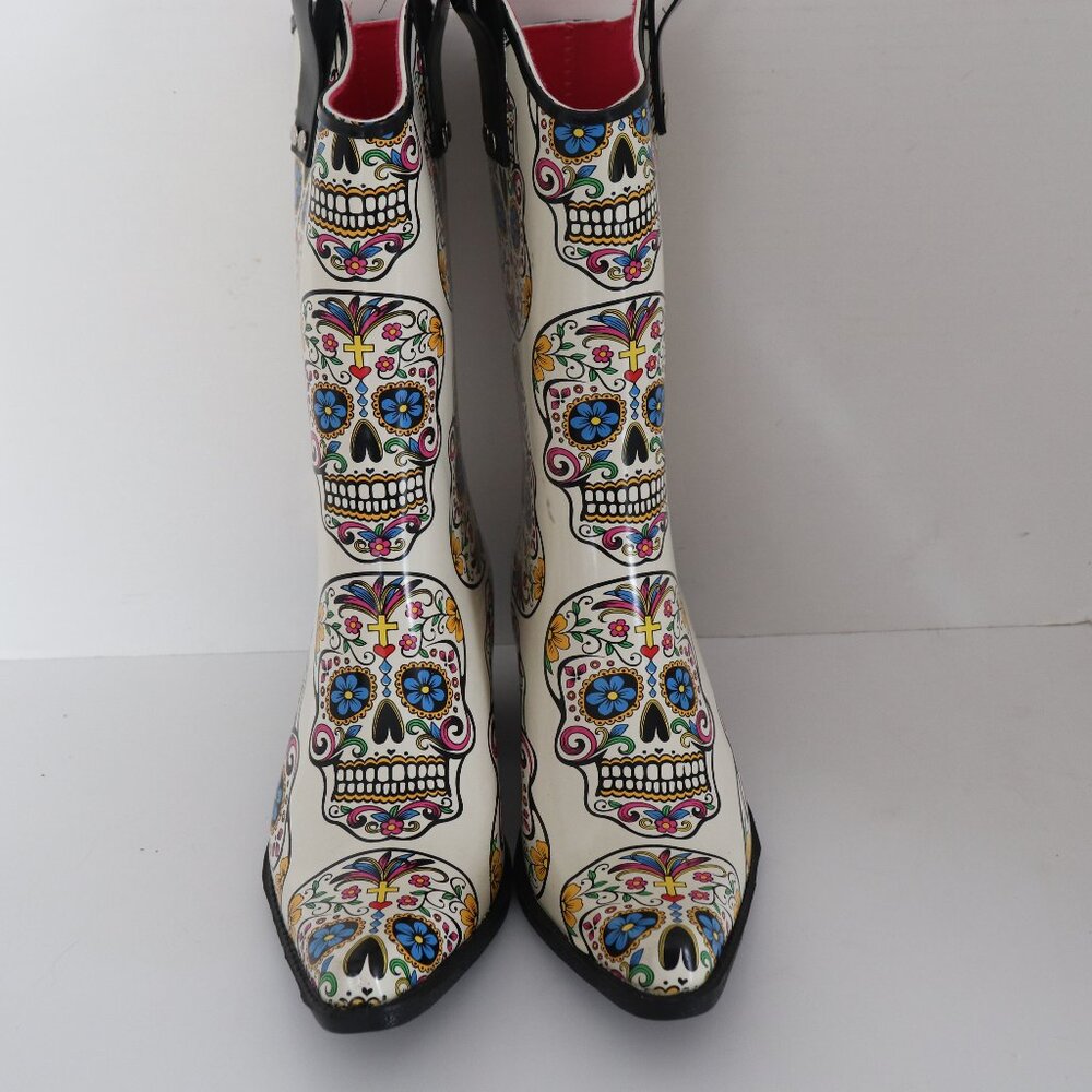 Blazin Roxx Women's Sugar Skull Rubber Rain Western Boots Size 8 Like New